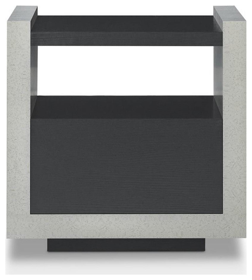 Furniture of America Gare Industrial Wood Storage End Table in Black