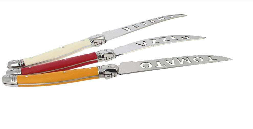 French Home 3 Piece Laguiole Pizza, Tomato, and Cheese Knife Set ,Tuscan Sunset