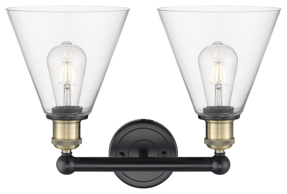 Berkshire 2-Light 17" Bath Vanity Light, Black Antique Brass Finish, Clear Shade