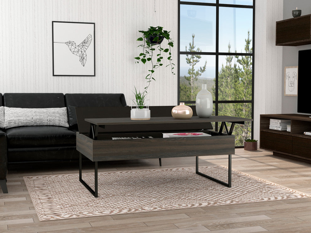 Chester Lift Top Coffee Table with Concealed Storage, Carbon Espresso