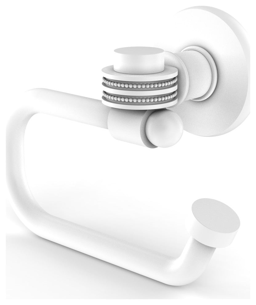 Continental Euro Style Toilet Tissue Holder With Dot Accents, Matte White