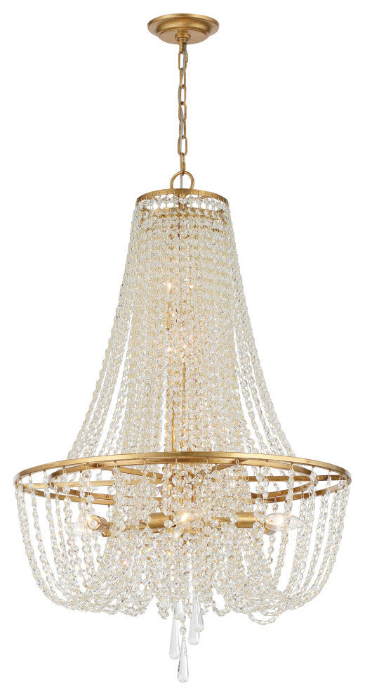 Arcadia Nine Light Chandelier in Antique Gold
