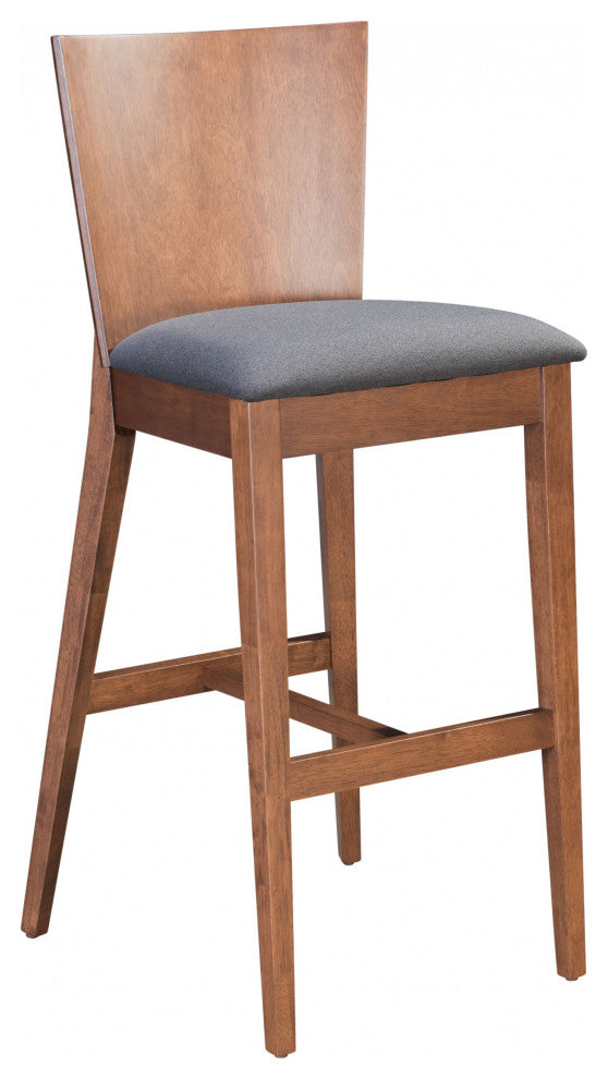 Ambrose Bar Chair, Set of 2 Walnut and Gray