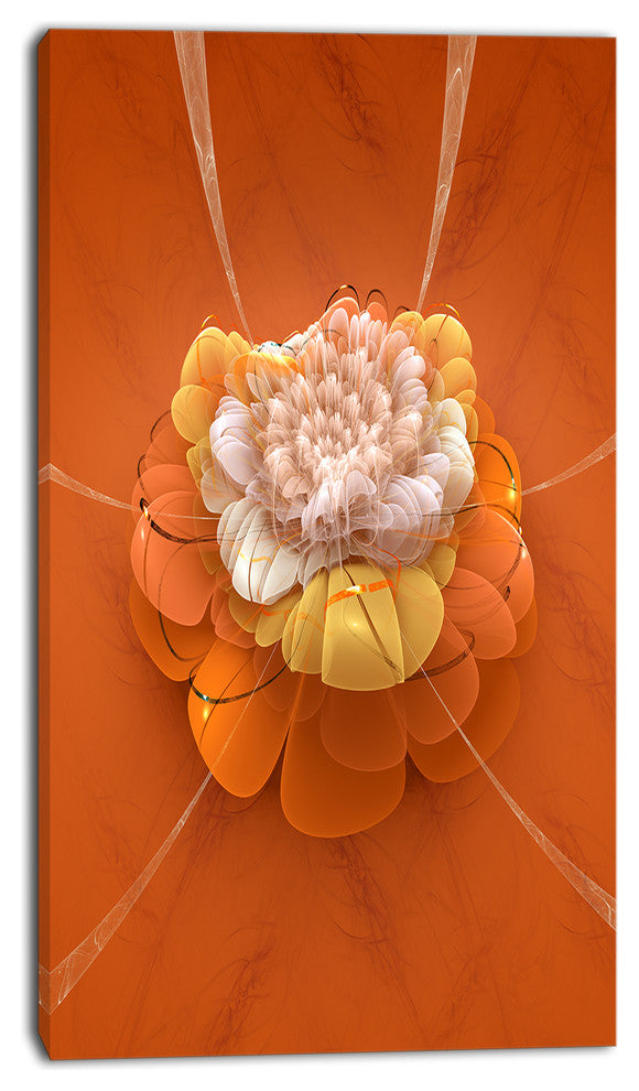 Yellow Blossom Fractal Flower, Flower Artwork on Canvas, 16"x32"