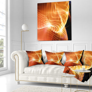 Bright Yellow 3D Abstract Design Contemporary Abstract Throw Pillow, 18"x18"