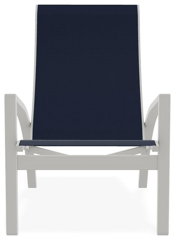 Kendall Sling Stackable Outdoor Lounge Chair, Navy/Snow