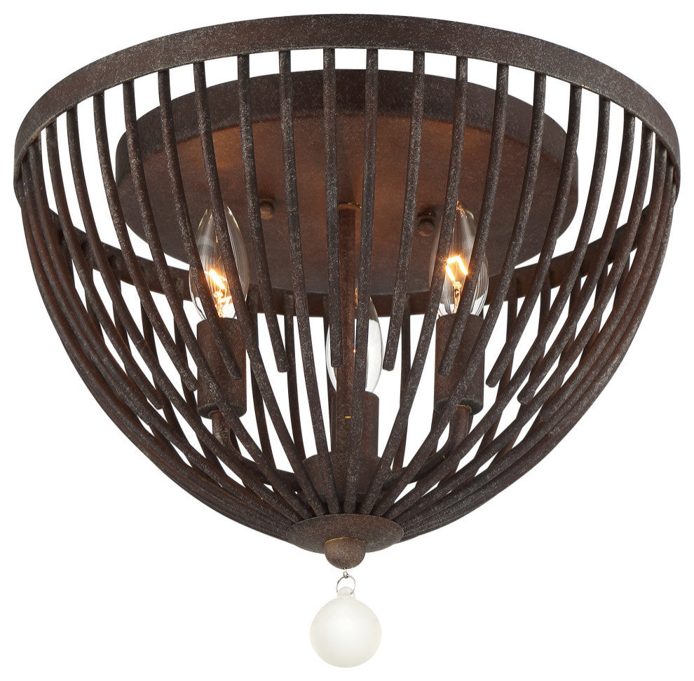 Duval Three Light Ceiling Mount in Forged Bronze
