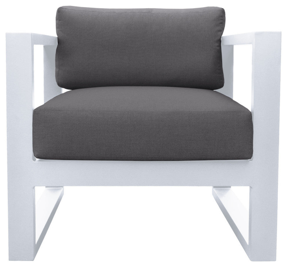 Aelani Outdoor 4-Piece Set, White Finish and Charcoal Cushions