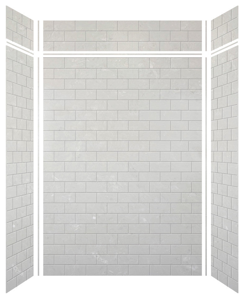 Transolid SaraMar 60"x36"x96" 6-Piece Shower Wall Kit with Extension, Lunar