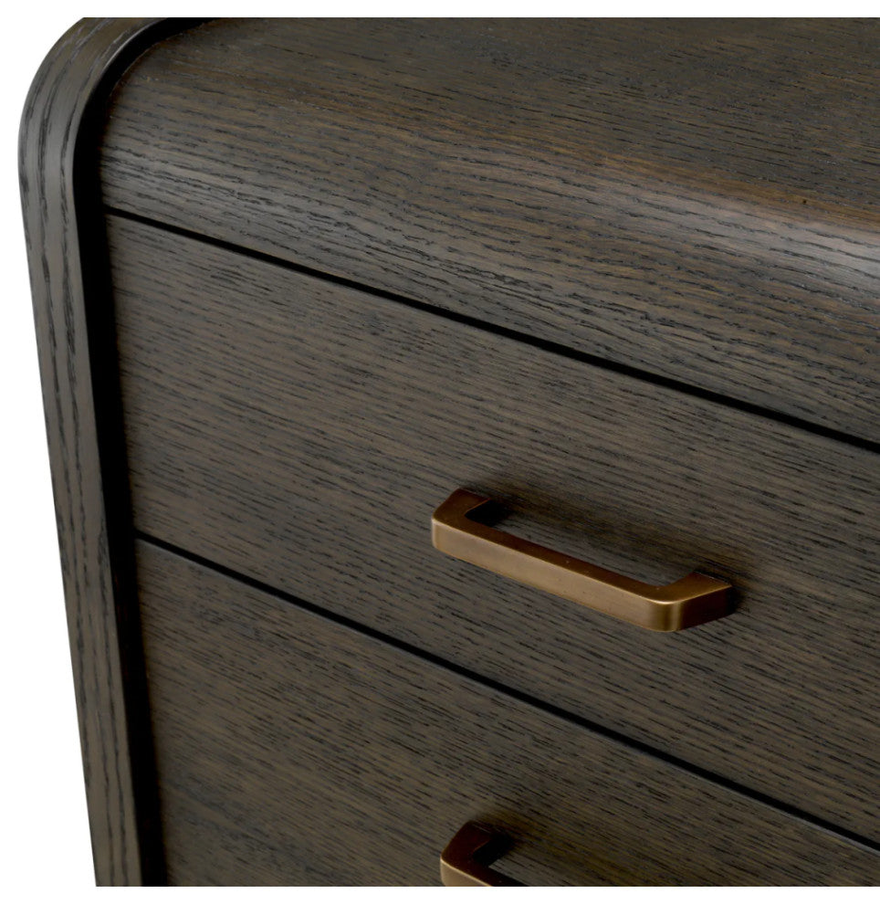 Oak 2-Drawer Nightstand, Eichholtz Joane, Black