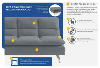 Sealy Santa Cruz Futon Sofa Convertible, Gray