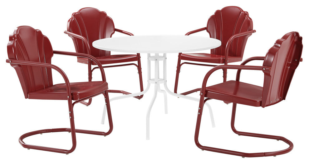 Tulip 5-Piece Outdoor Dining Set, Dark Red Satin