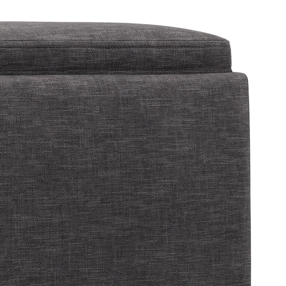 Natasha Storage Ottoman With Tray, Slate Grey