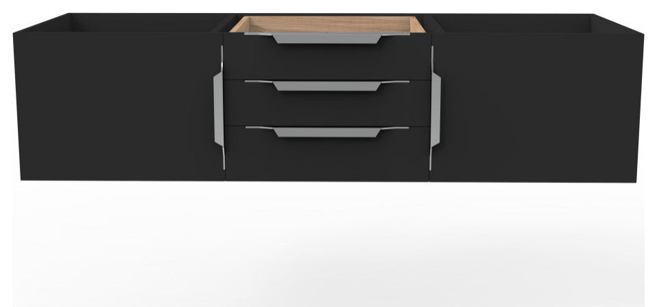 CastelloUSA Alpine 60" Wall Mounted Vanity, Base Only, Black, Brushed Nickel