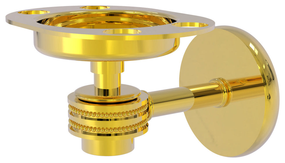Satellite Orbit One Toothbrush Holder With Dotted Accents, Polished Brass