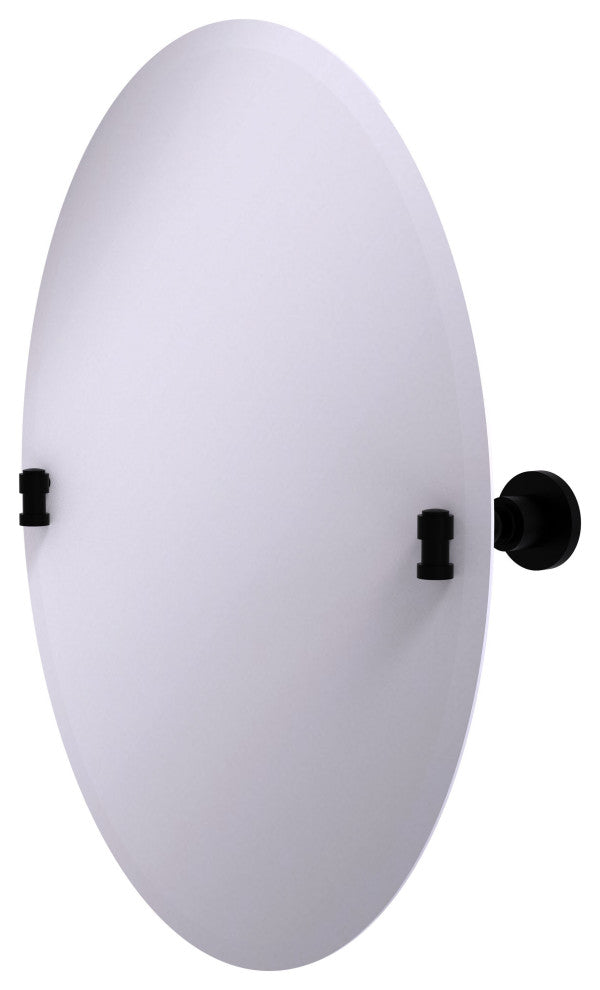 Washington Square Frameless Oval Beveled Edge Tilt Mirror, Matte Black