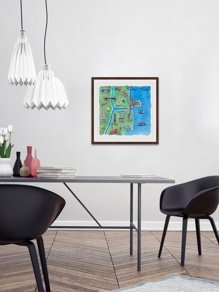 "Waterways of Chicago" Framed Painting Print, 32"x32"