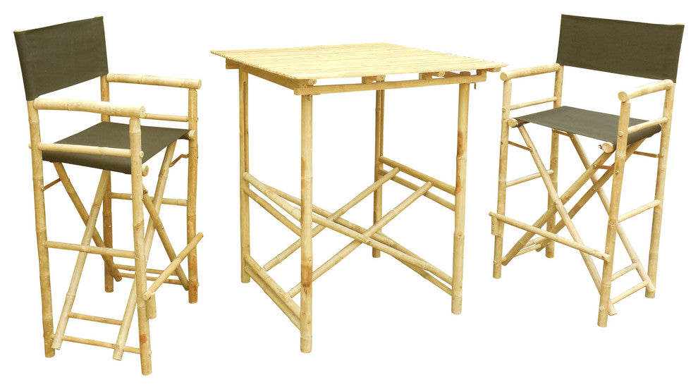 Director High Square 3-Piece Table Set, Black, Natural