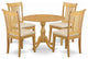 5 Pc Dining Set, Oak Wood Table, 4 Oak & Chairs, Slatted Back, Oak Finish