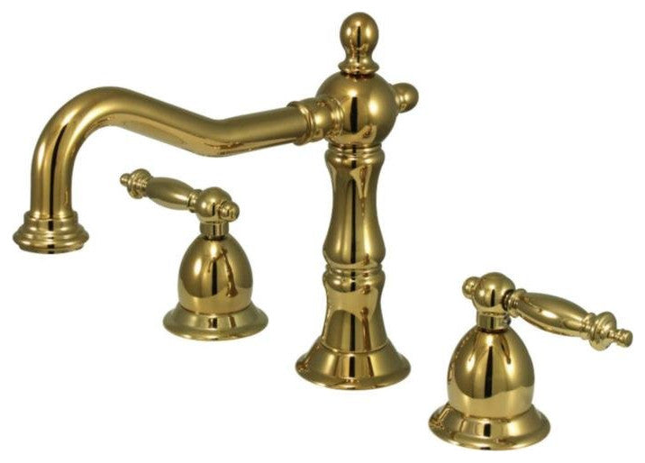 Heritage Two Handle 8" to 14" Widespread Lavatory Faucet with Brass Pop-up