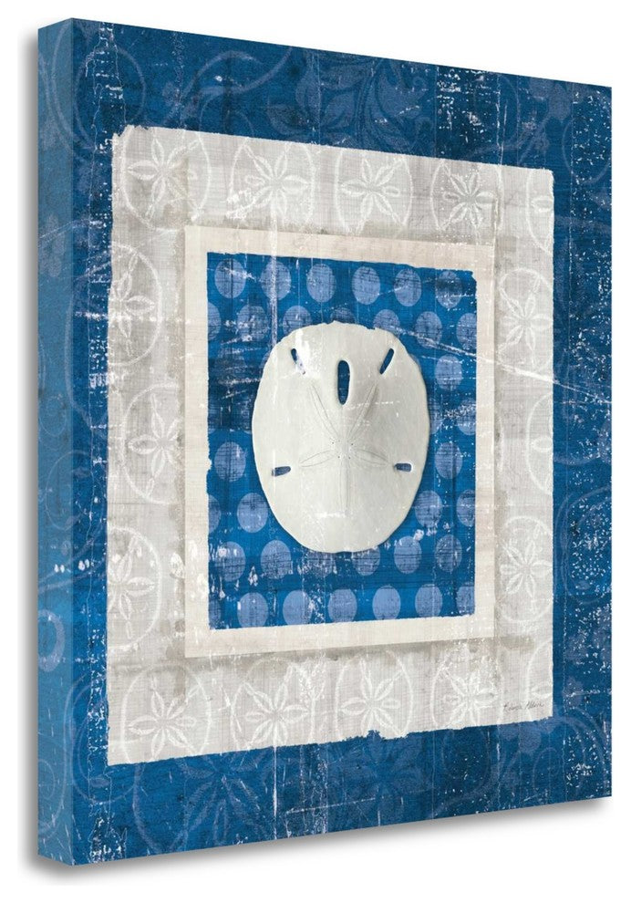 "Sea Shell I On Blue" By Belinda Aldrich, Giclee Print on Gallery Wrap Canvas