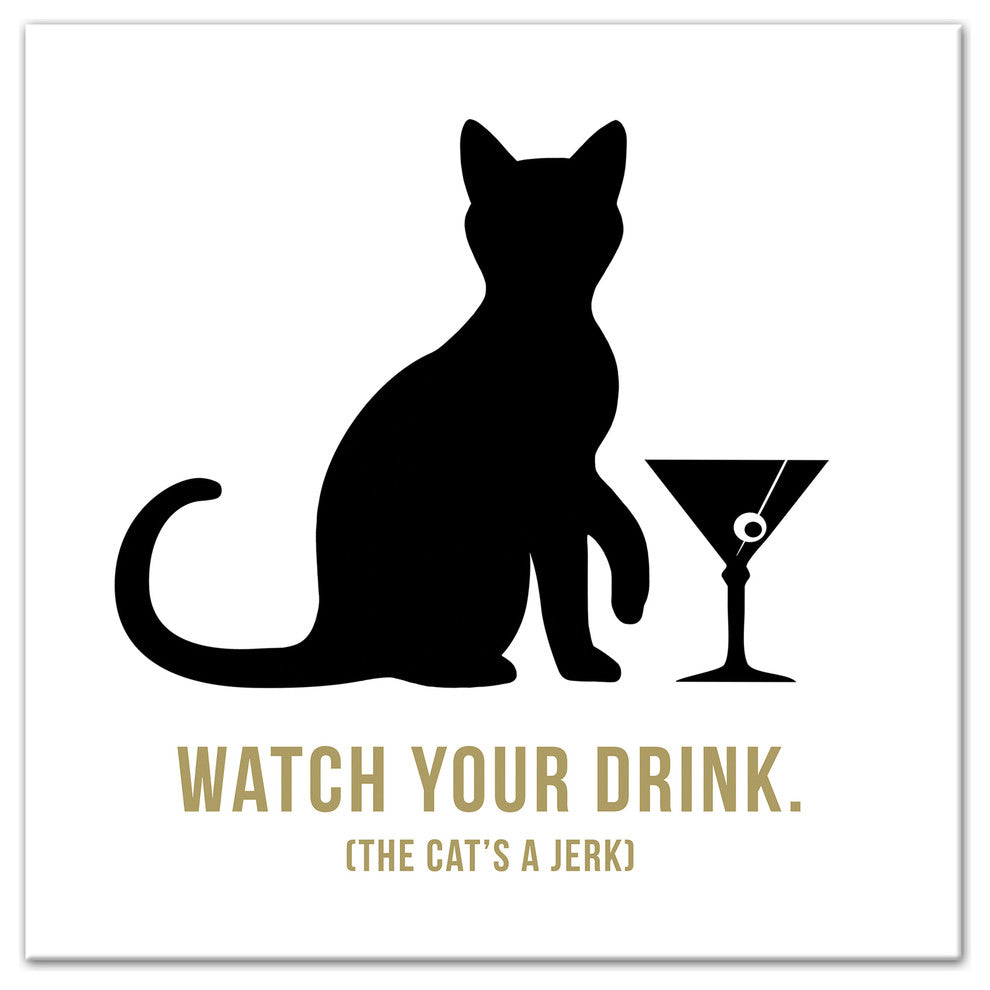 Designs Direct Creative Group Jerk Cat Martini 24x24 Canvas Wall Art