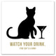 Designs Direct Creative Group Jerk Cat Martini 24x24 Canvas Wall Art