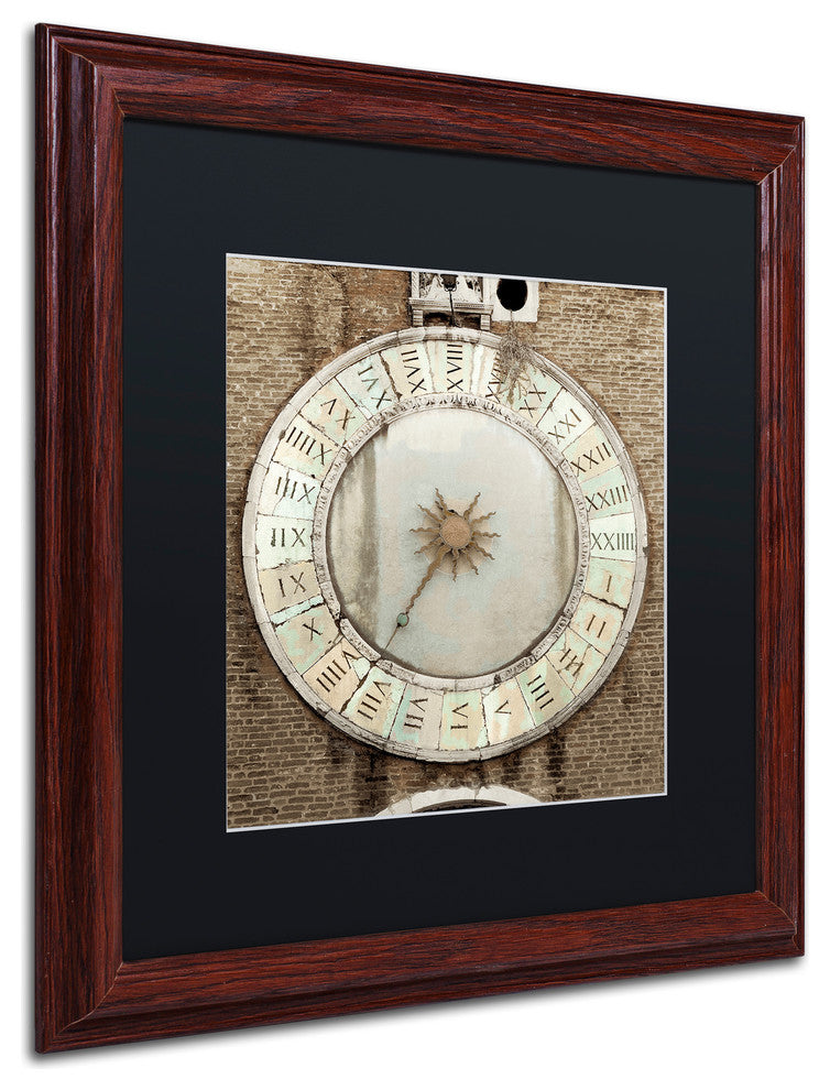 Alan Blaustein ''Il Grande Orologio V'' Art, Wood Frame, Black Mat, 16x16
