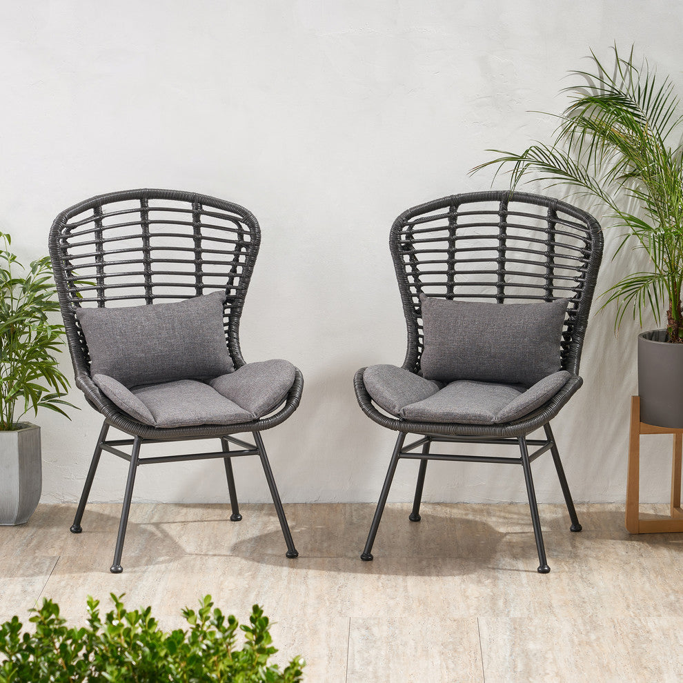 Qearl Outdoor Club Chairs, Set of 2, Gray
