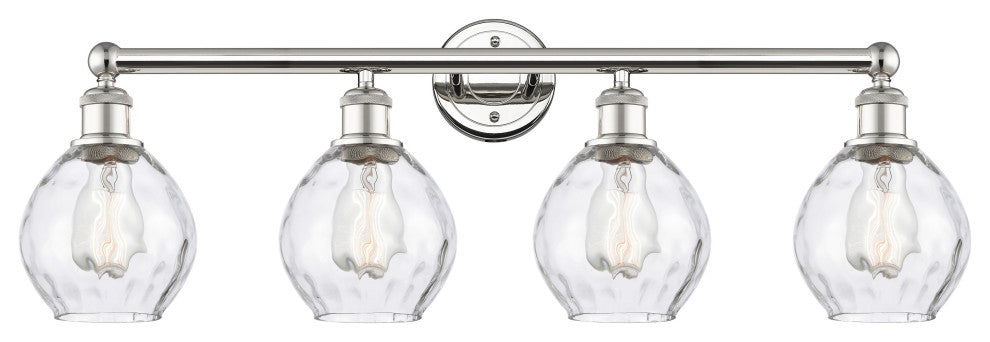 Waverly 4-Light 33" Bath Vanity Light, Polished Nickel Finish, Clear Shade