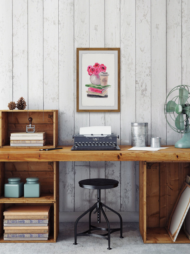 "Book and Coffee Corner" Framed Painting Print, 24"x36"