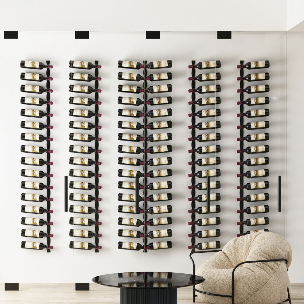 Helix Dual 15 (minimalist wall mounted metal wine rack), Matte Black