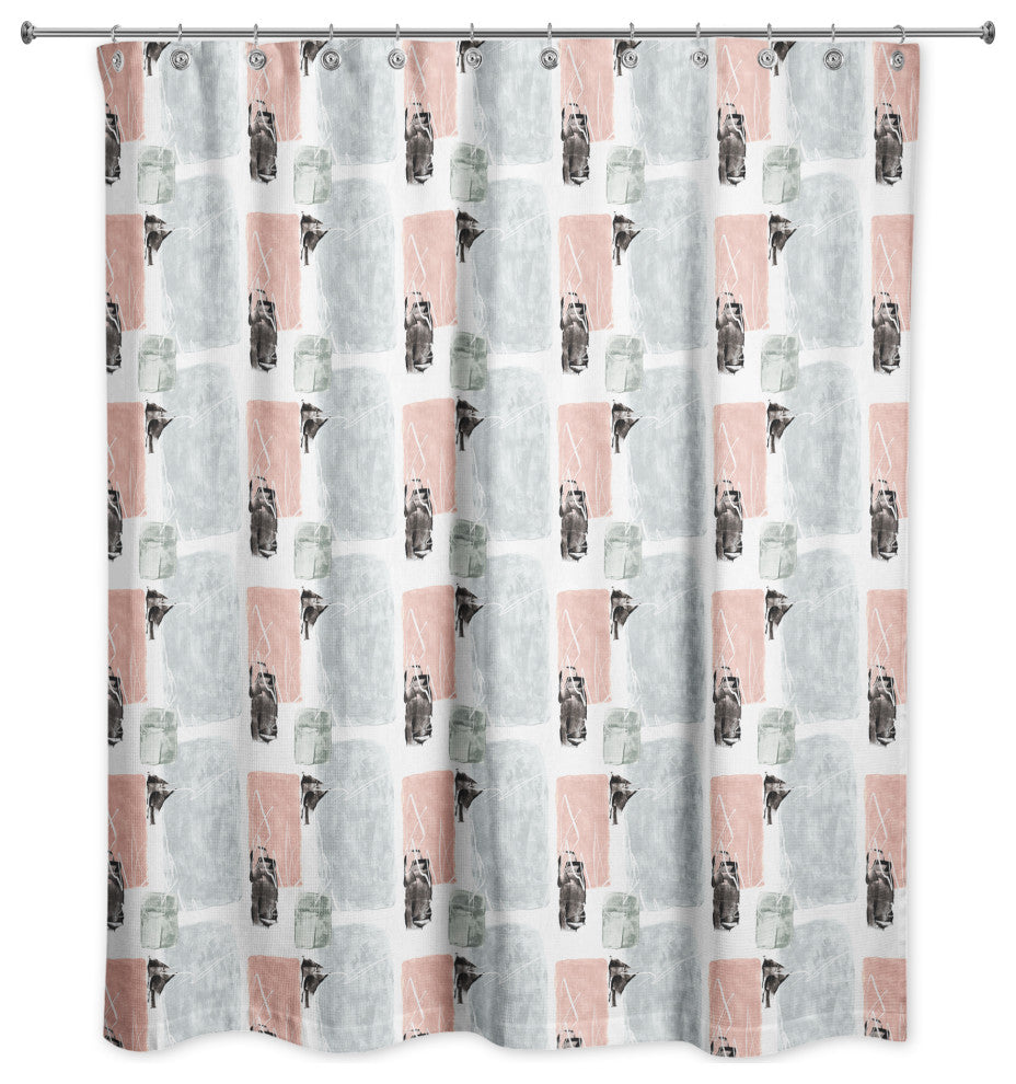 Blue and Pink Abstract 71"x74" Shower Curtain