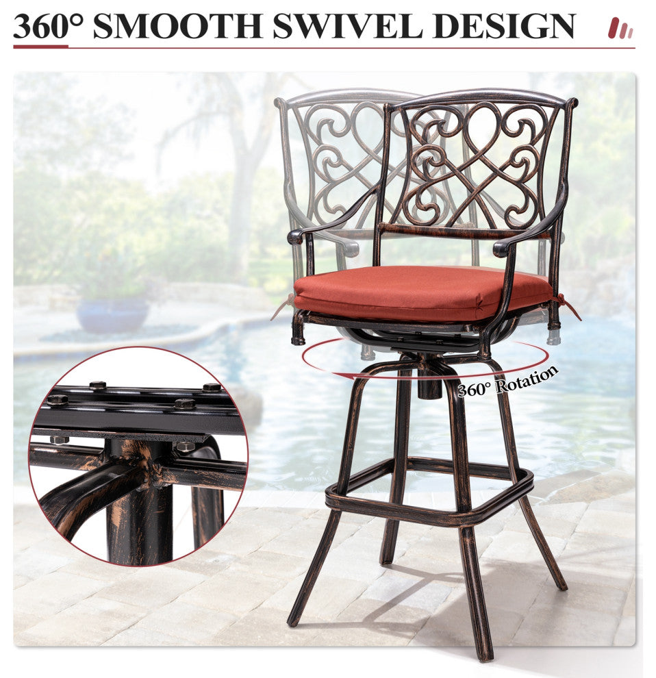 Crestlive Products Patio Counter Height Swivel Bar Stool , Red