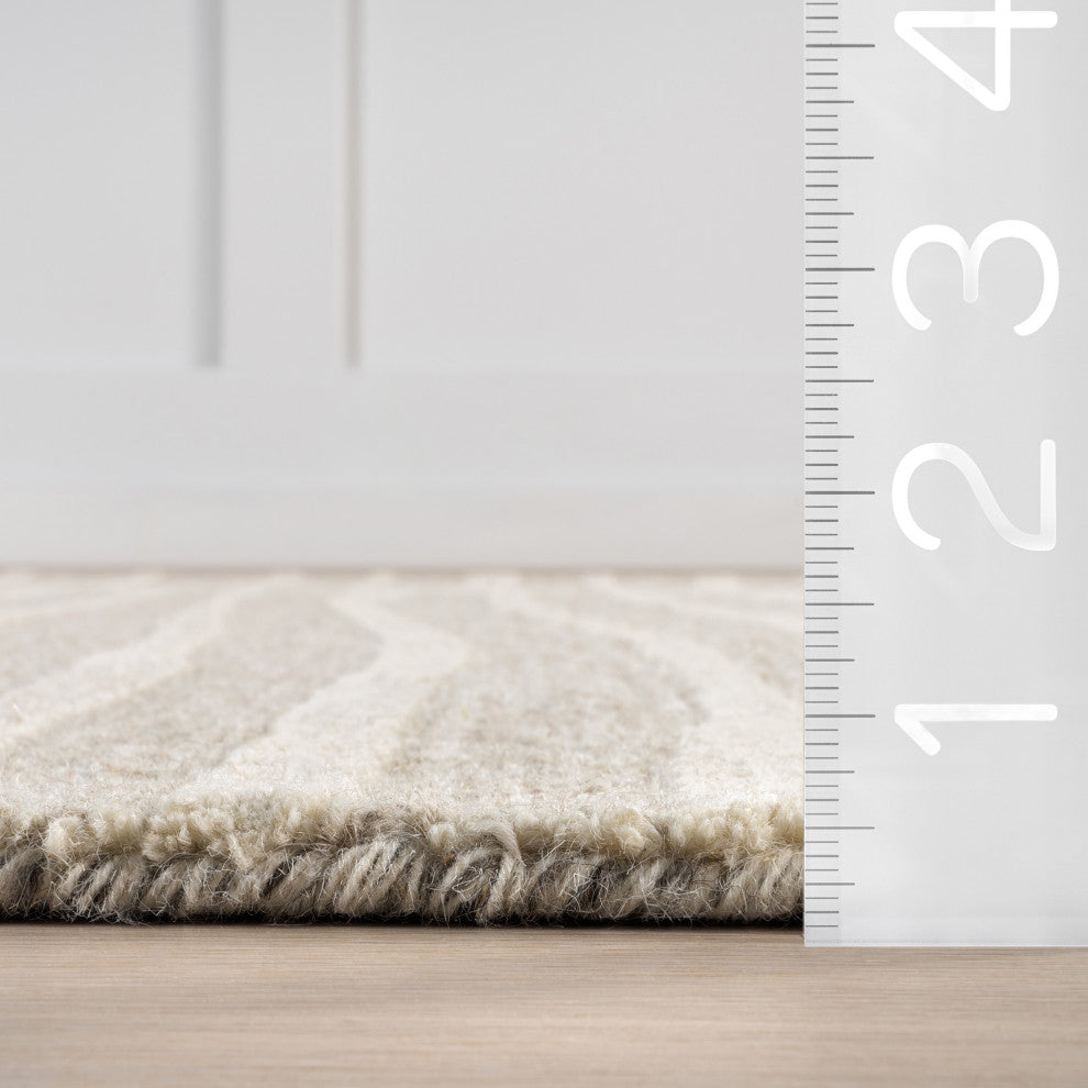 Parsa Striped Wool Area Rug, Beige 10'x14'