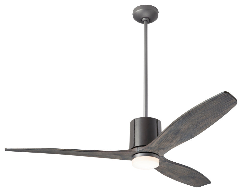 LeatherLuxe Fan, Graphite/Gray, 54" Graywash Blades With LED, Wall Control