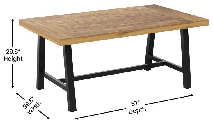 Rafe Commercial Grade Acacia Wood Dining Table - Natural/Black