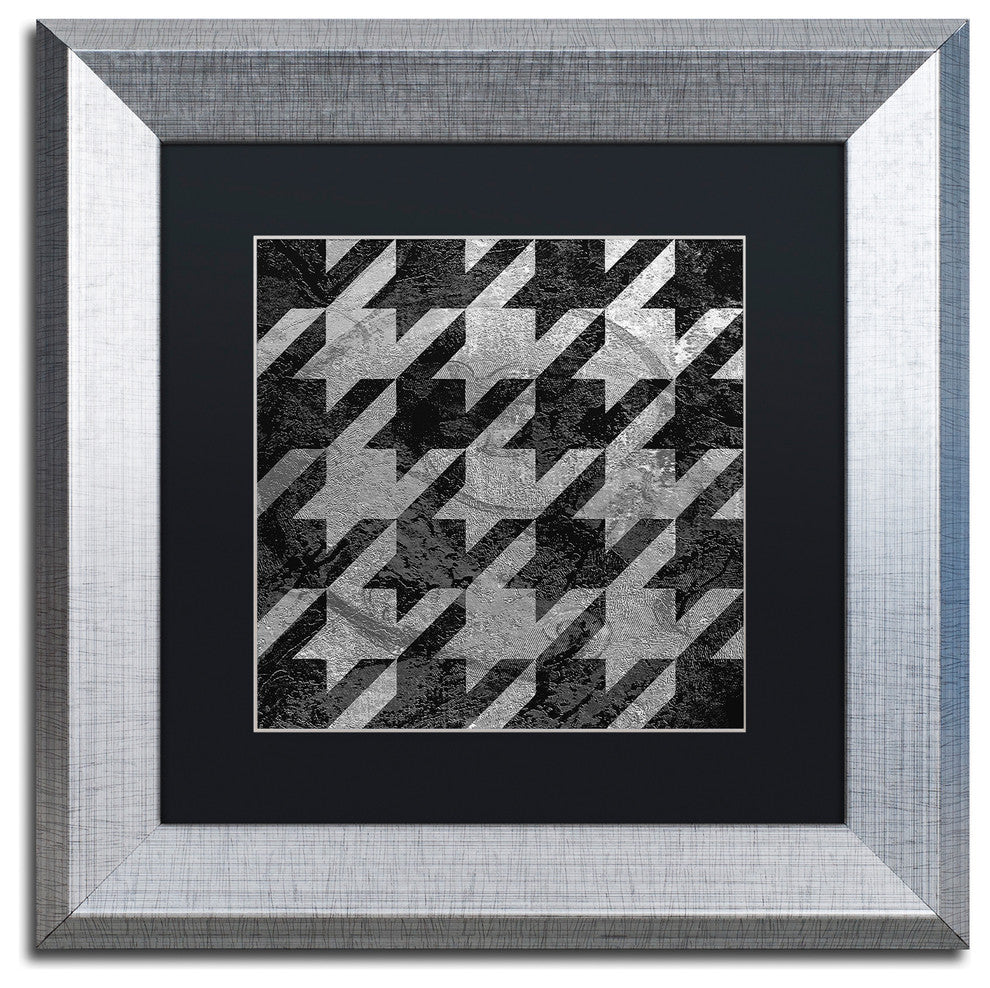 Color Bakery 'Houndstooth VI' Art, Silver Frame, Black Matte, 11"x11"
