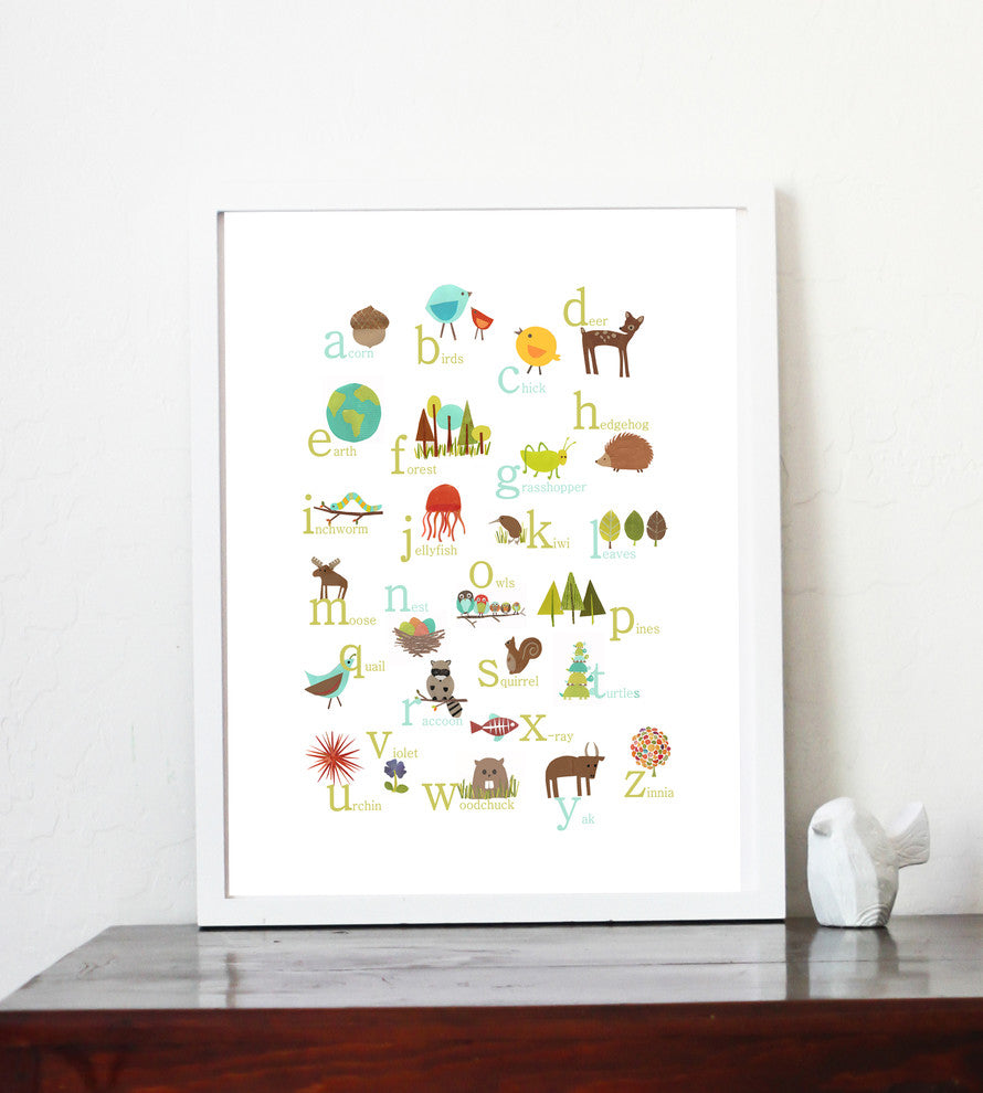 Nature Themed English Alphabet 18x24 Wall Art Poster