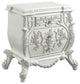Benzara BM262125 Nightstand With Ornate Floral Accent & 3 Drawers, Antique White