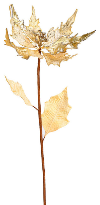 Glitter Poinsetta Artificial Christmas Spray , Champagne, 32"