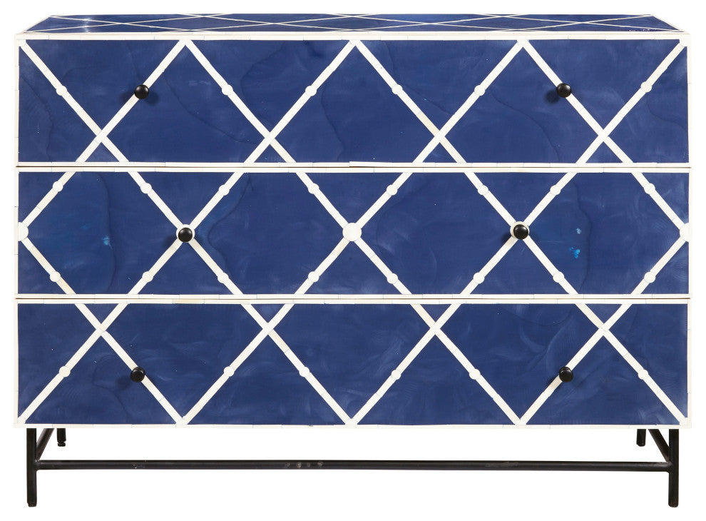 Navy Blue 3-Drawer Accent Chest