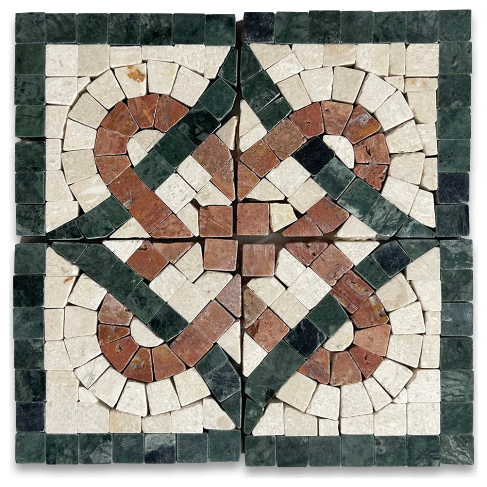 Asterales Red 2.8x2.8 Marble Mosaic Border Corner Tile Polished, 1 piece