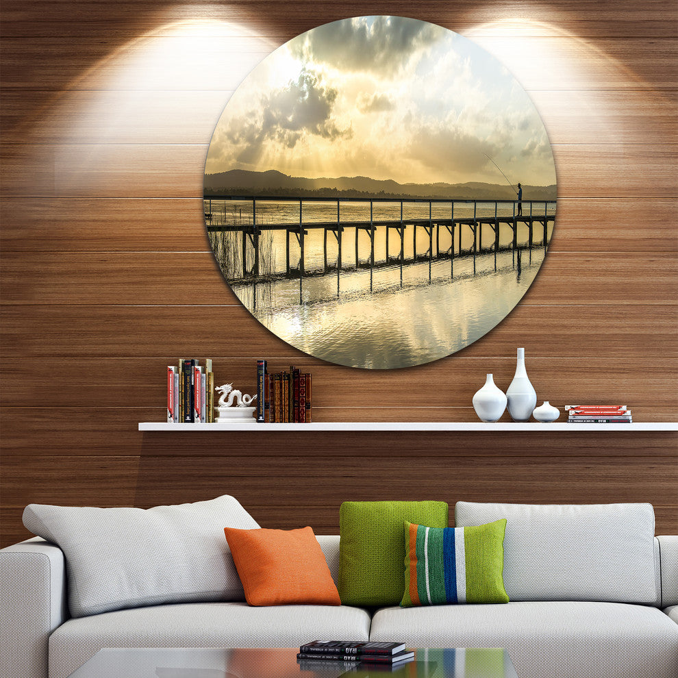 Long Jetty Foreshore Reserve Panorama, Sea Bridge Round Artwork, 11"