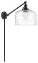 Bell Swing Arm With Switch, Oil Rubbed Bronze, Clear Deco Swirl