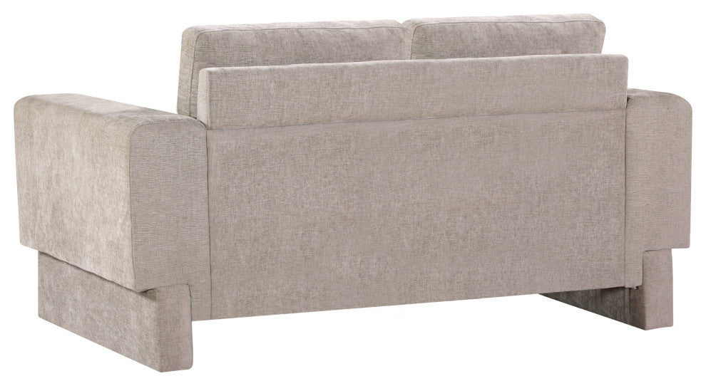 Madeline Chenille Fabric Upholstered Chair, Beige, Loveseat
