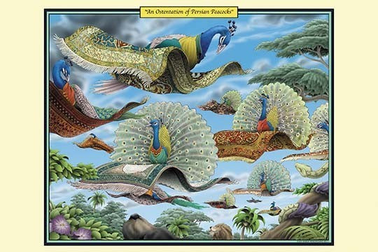 An Orientation of Persian Peacocks- Canvas Poster 20" x 30"