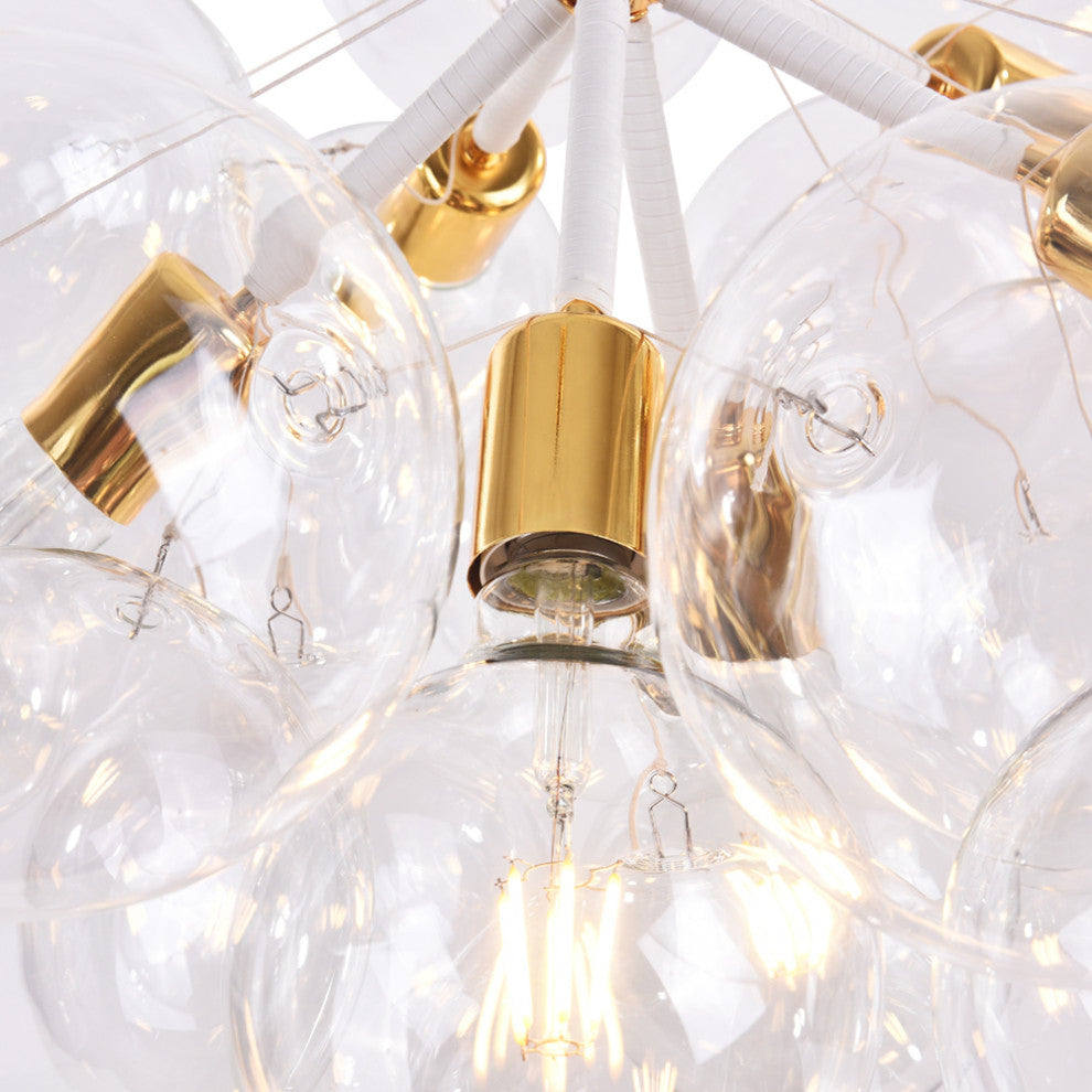 Contemporary Clear Glass Bubble Semi Flush Mount, White, 4 Lights