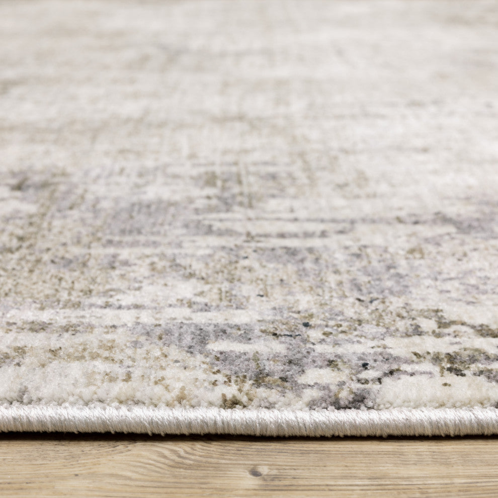 Noble Distressed Abstract Beige/ Grey Indoor Area Rug, 2'3"x7'6"