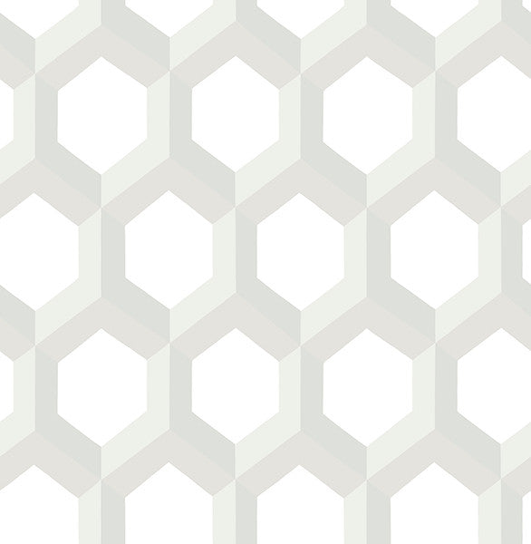 Honeycomb Hexagonal Geometric 3D Wallpaper, Beige & White, Bolt